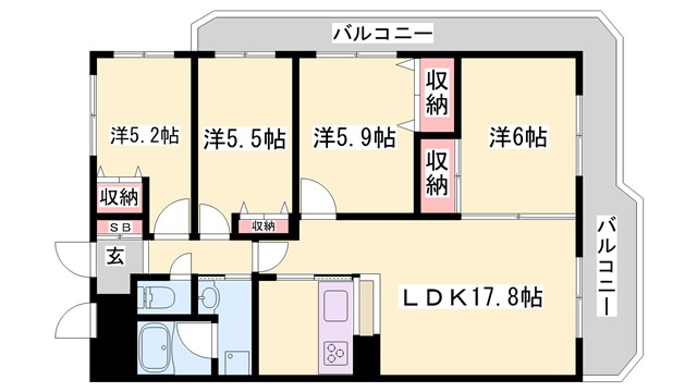 手柄アートスカイハイツの間取り写真