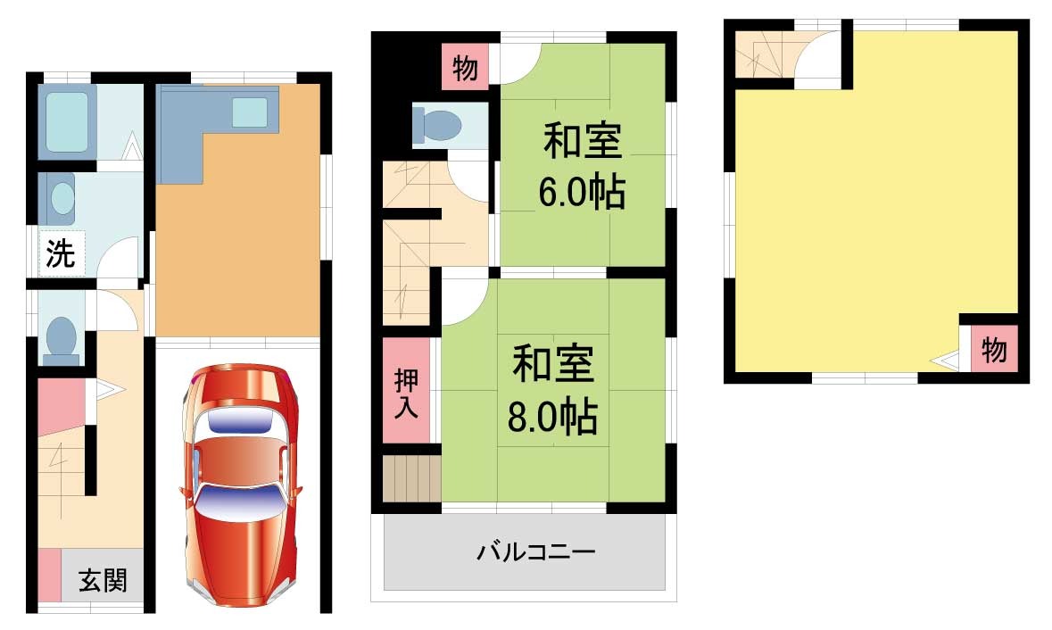 ＪＲ福知山線 中山寺駅 徒歩32分 3階建 築30年の間取り写真