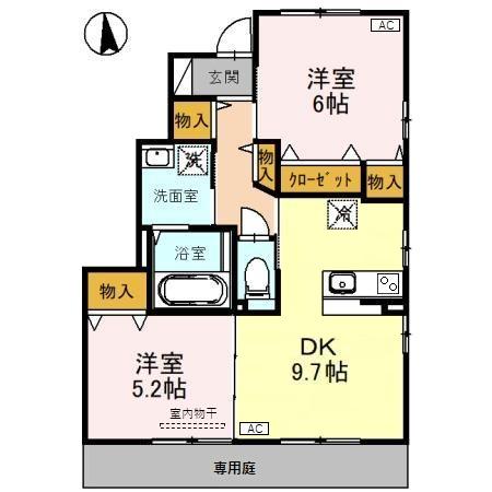 富山地鉄不二越上滝 南富山駅 バス乗車時間：30分 最寄りバス停で下車 徒歩5分 2階建 築21年の間取り写真