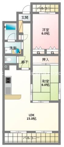 京阪本線 寝屋川市駅 徒歩15分 6階建 築27年の間取り写真
