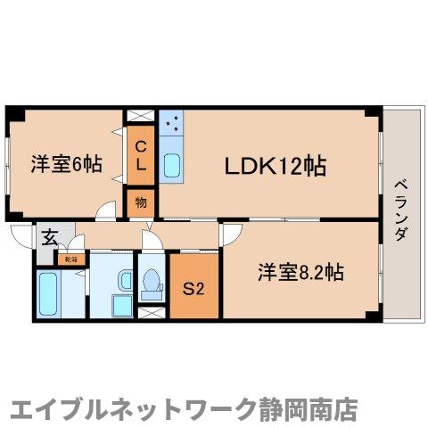 静岡市駿河区登呂のマンションの間取り