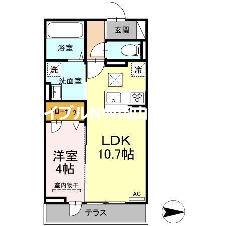 岡山市中区高屋のアパートの間取り