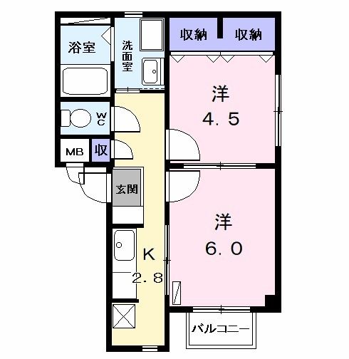 名古屋市中川区法華西町のアパートの間取り