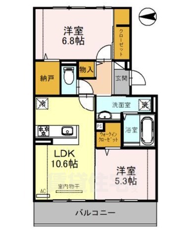 京都市右京区嵯峨折戸町のアパートの間取り