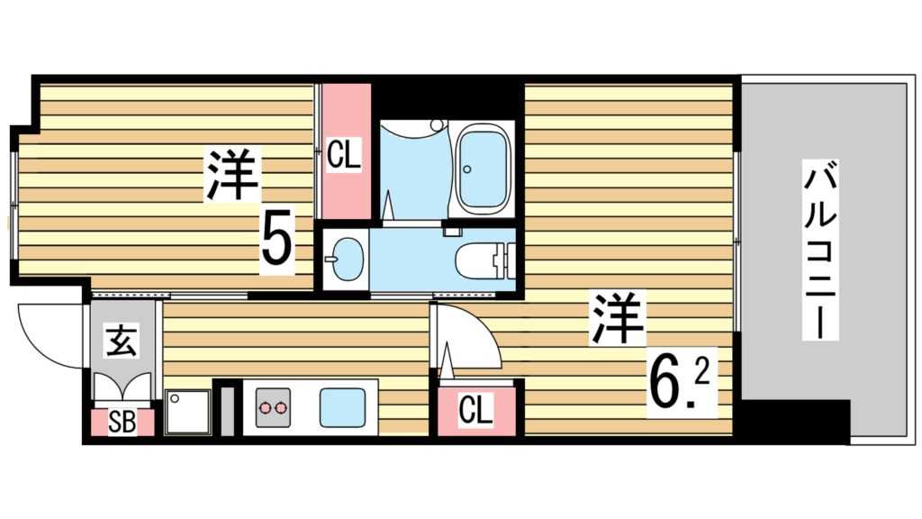 神戸市兵庫区西宮内町のマンションの間取り