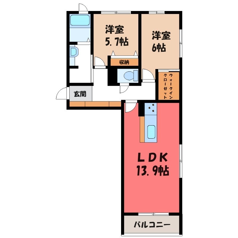 太田市小舞木町のマンションの間取り