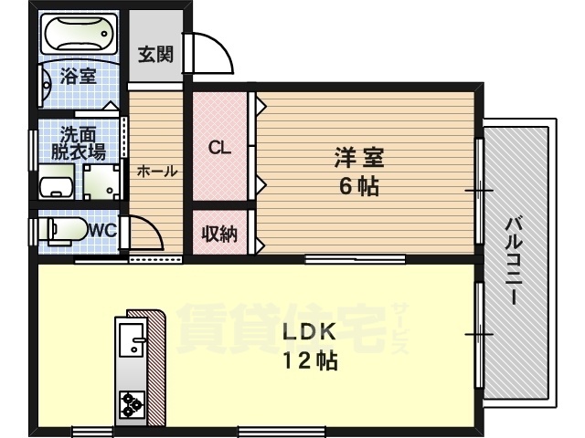 大阪市西淀川区姫里のアパートの間取り