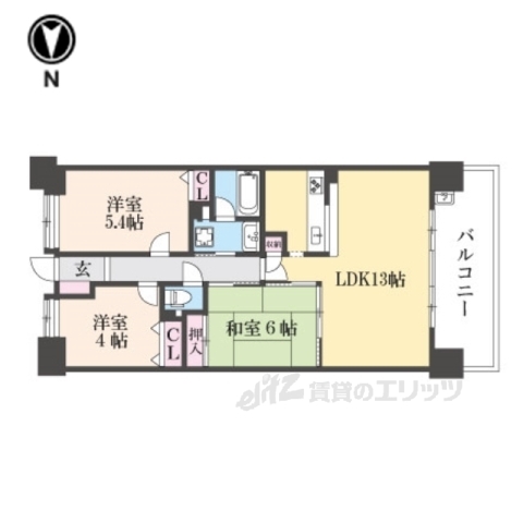 長浜市公園町のマンションの間取り