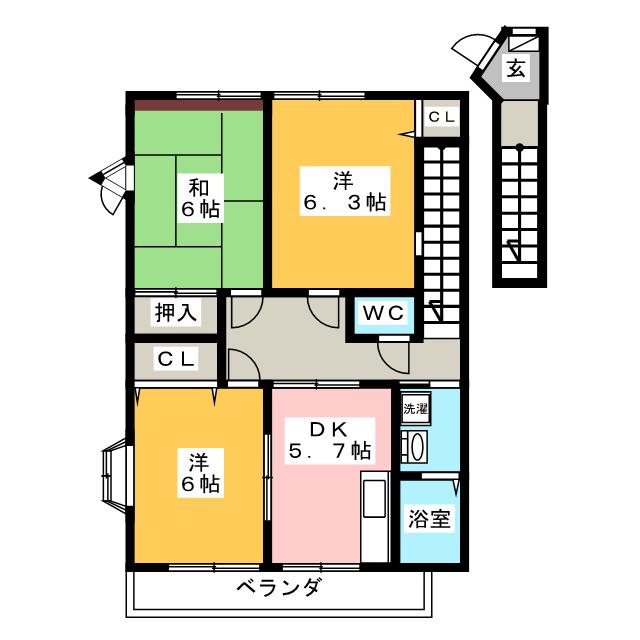 ハイステージＩＳＡＨＯ　Ａの間取り