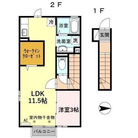 敦賀市松葉町のアパートの間取り