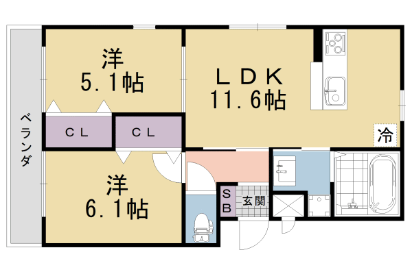 京都市伏見区深草寺内町のアパートの間取り