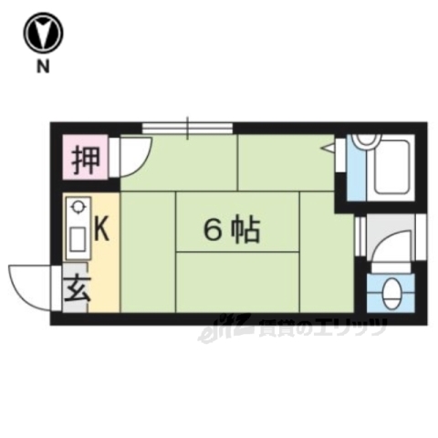 京都市左京区北白川下池田町のアパートの間取り