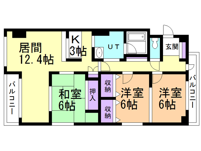 函館市末広町のマンションの間取り