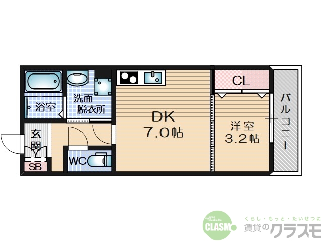 高槻市北昭和台町のアパートの間取り