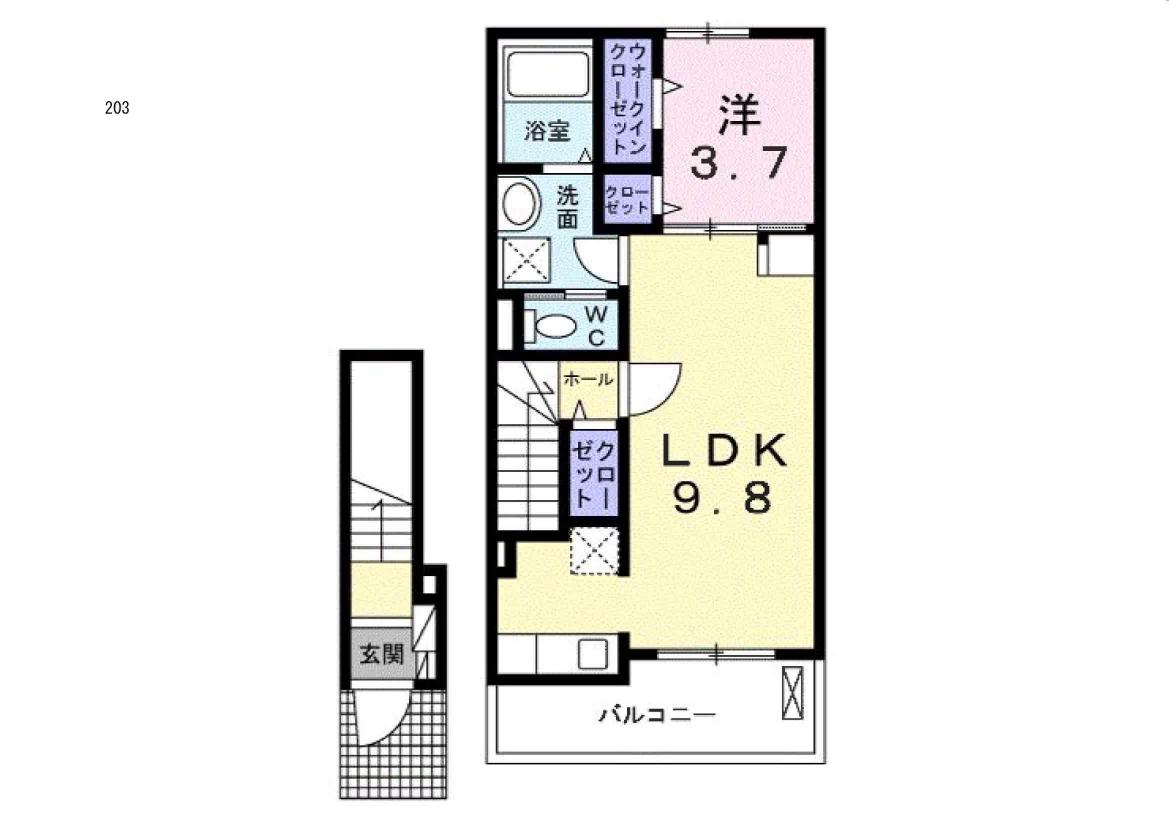 神戸市須磨区関守町のアパートの間取り