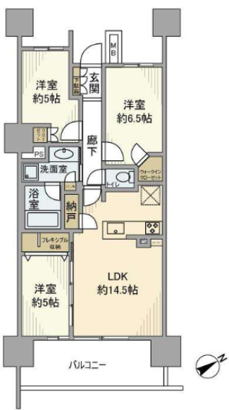 相模原市中央区鹿沼台のマンションの間取り