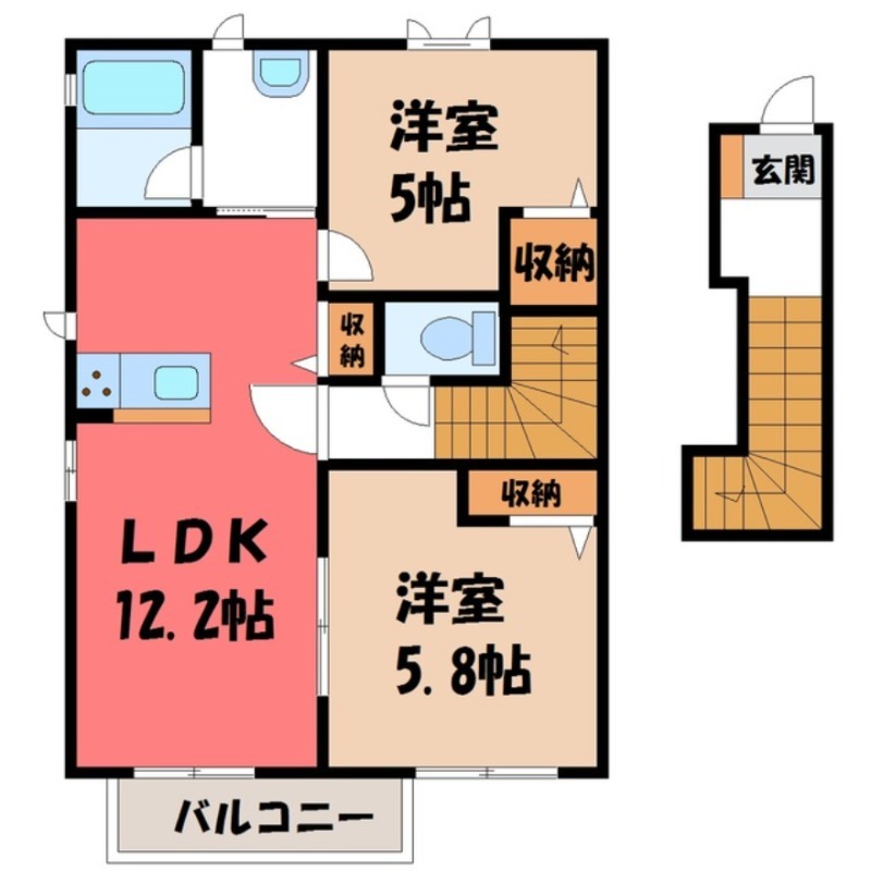 【栃木市片柳町のアパートの間取り】