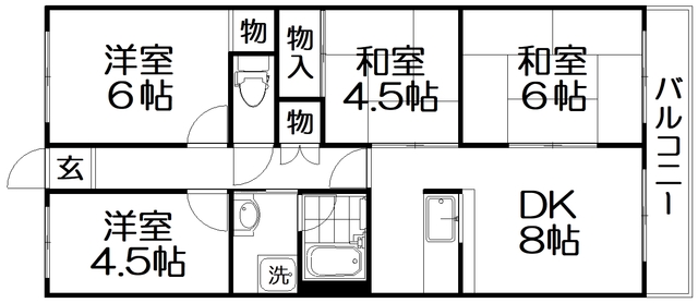 ローズハイツ香里園2号棟の間取り