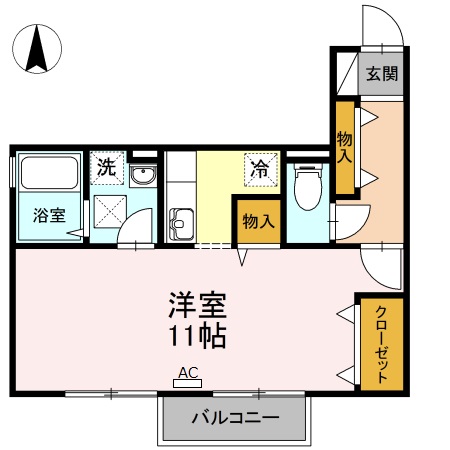 岡山市中区関のアパートの間取り