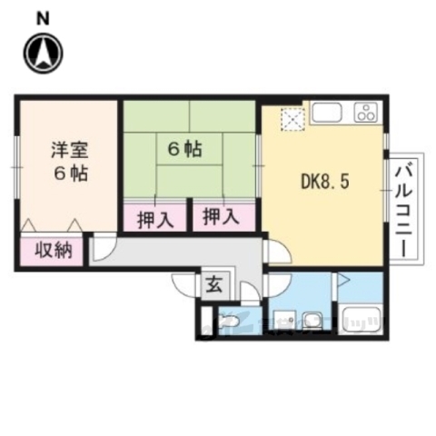 亀岡市千代川町小川のアパートの間取り