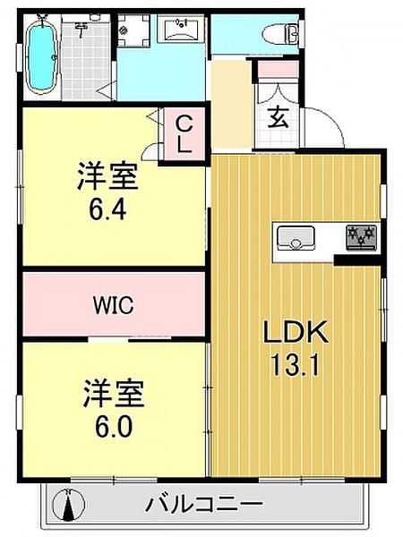 大阪市平野区平野本町のアパートの間取り