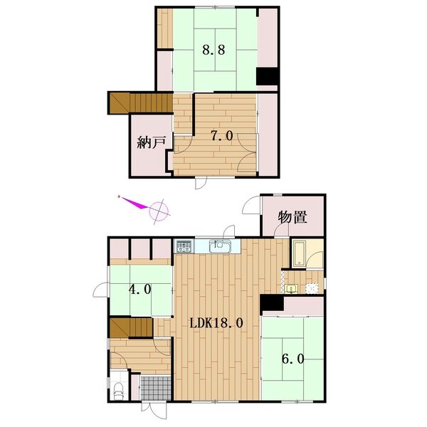花川北2-3貸家の間取り写真