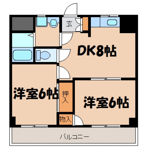 広島市南区翠のマンションの間取り