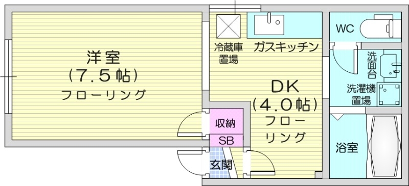 札幌市東区北四十一条東のアパートの間取り