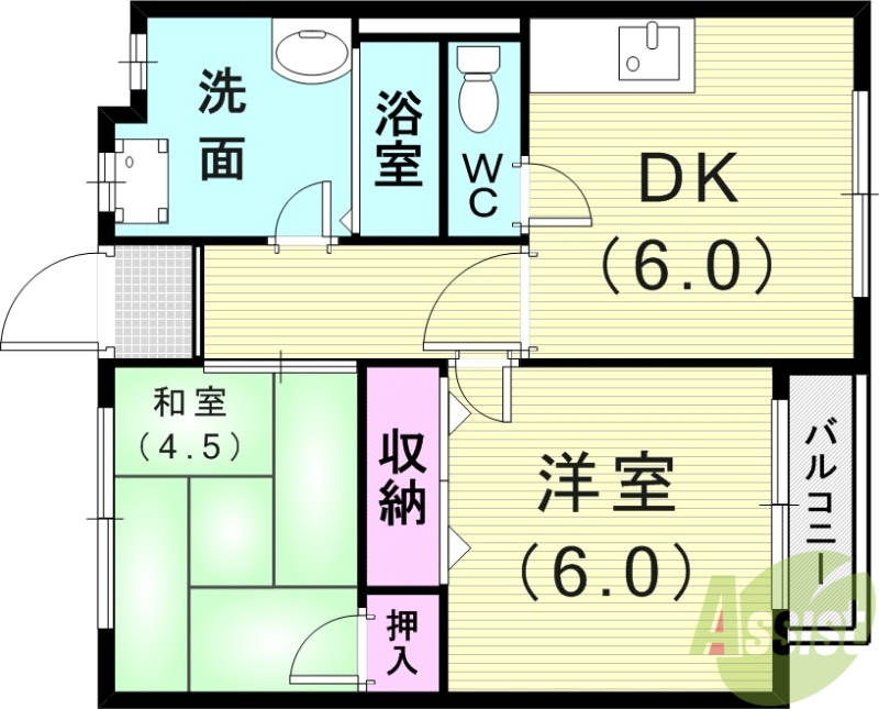 神戸市北区南五葉のマンションの間取り