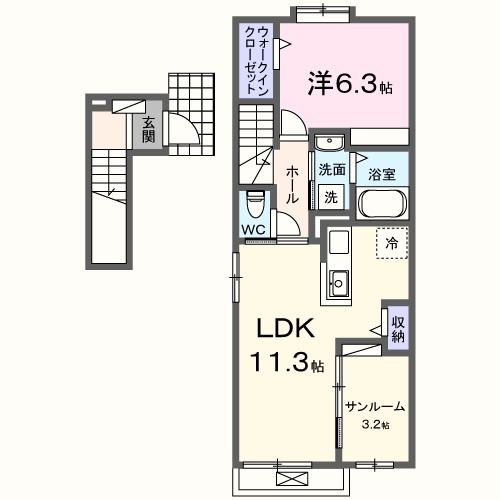 水戸市愛宕町のアパートの間取り