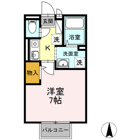 岡山市北区横井上のアパートの間取り