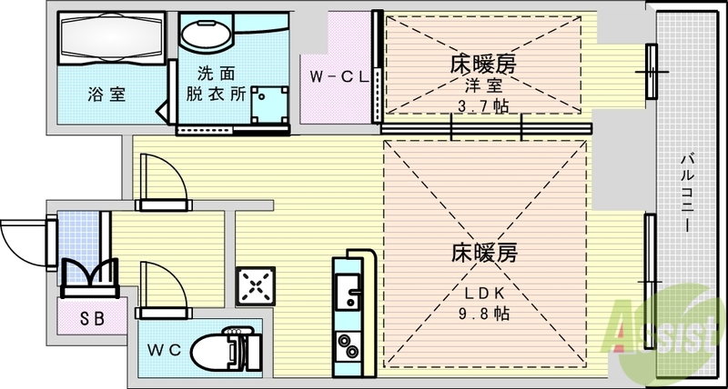 吹田市広芝町のマンションの間取り