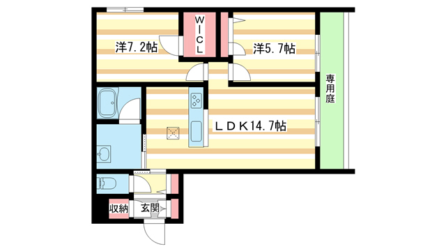 橿原市新賀町のアパートの間取り