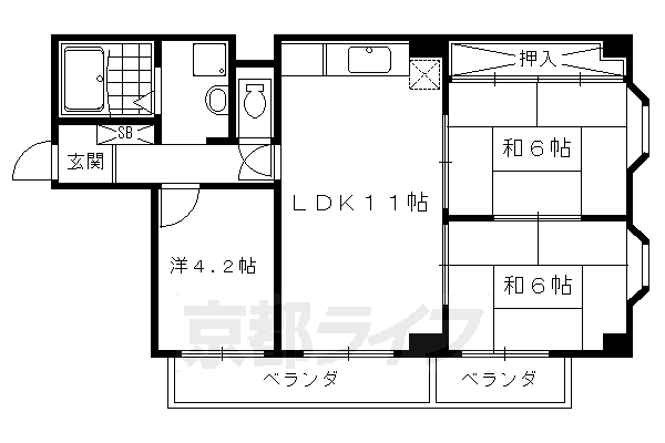 【京都市上京区多門町のマンションの間取り】