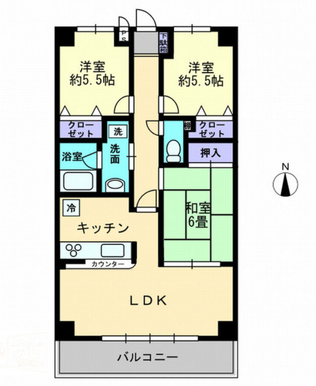 高松市元山町のマンションの間取り