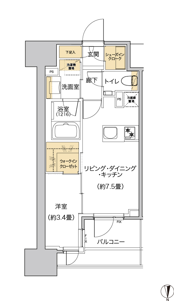 港区芝大門のマンションの間取り