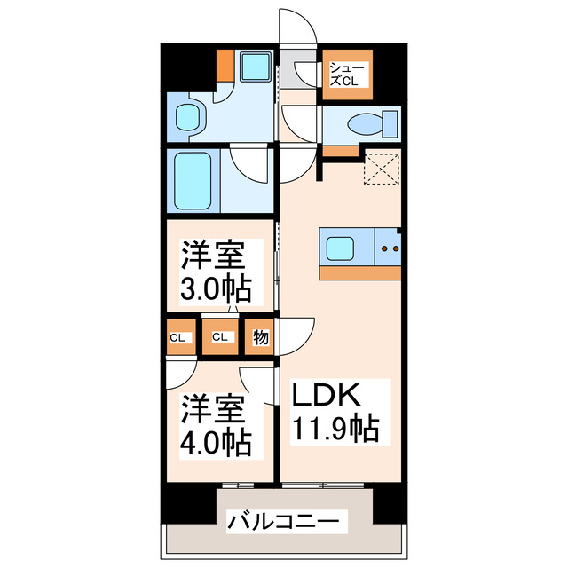 熊本市中央区上通町のマンションの間取り