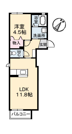 レーベン西阿知　B棟の間取り