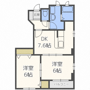 札幌市東区東雁来十四条のアパートの間取り