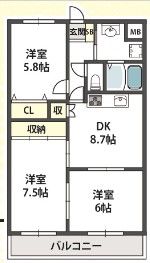 アルバ摂津の間取り