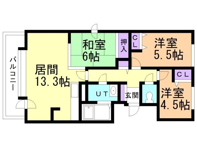 札幌市西区発寒十条のマンションの間取り