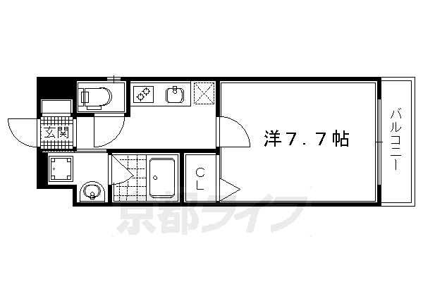 京都市左京区一乗寺北大丸町のマンションの間取り