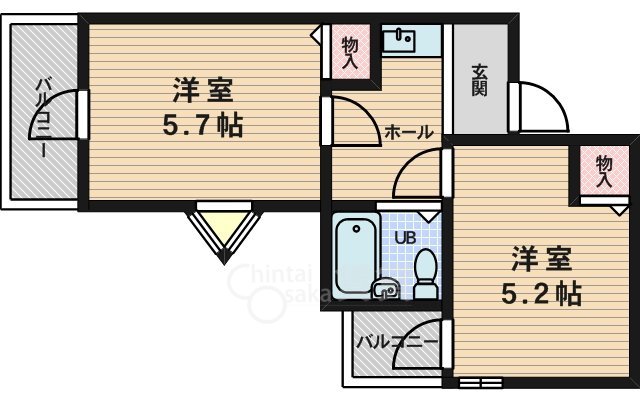 吹田市五月が丘南のマンションの間取り