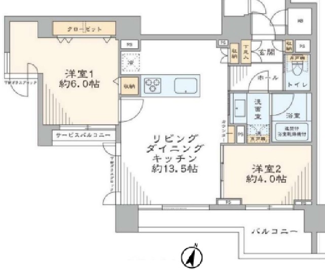 港区赤坂のマンションの間取り