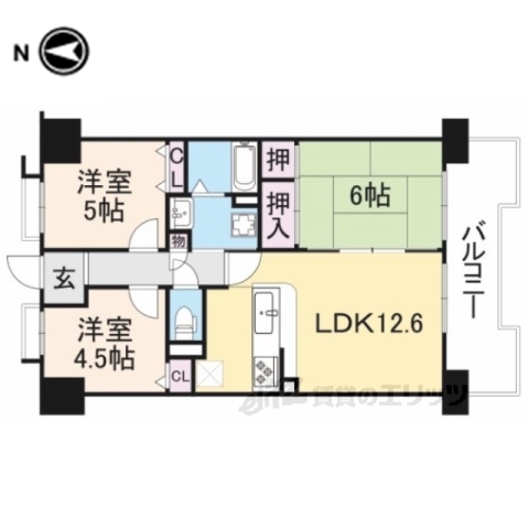 グリーンコーポ東生駒の間取り