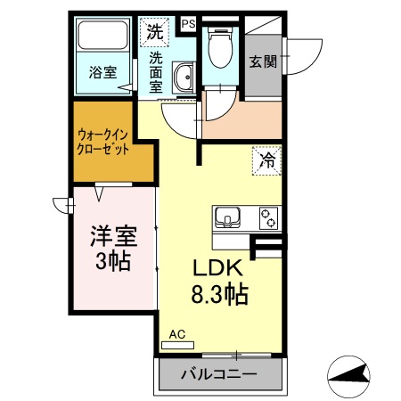 【松江市乃木福富町のアパートの間取り】