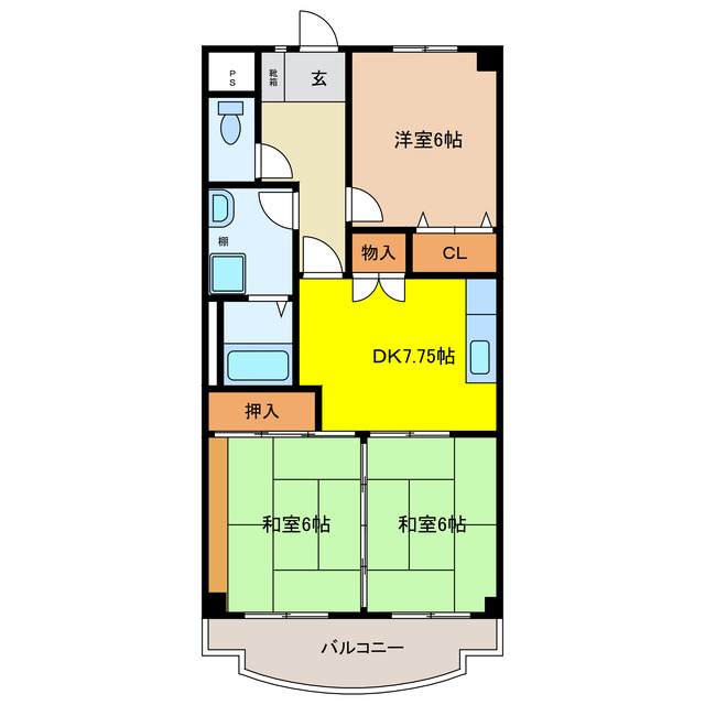 海津市南濃町松山のマンションの間取り