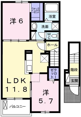 神崎郡福崎町南田原のアパートの間取り