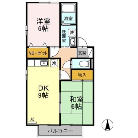 山口市今井町のアパートの間取り