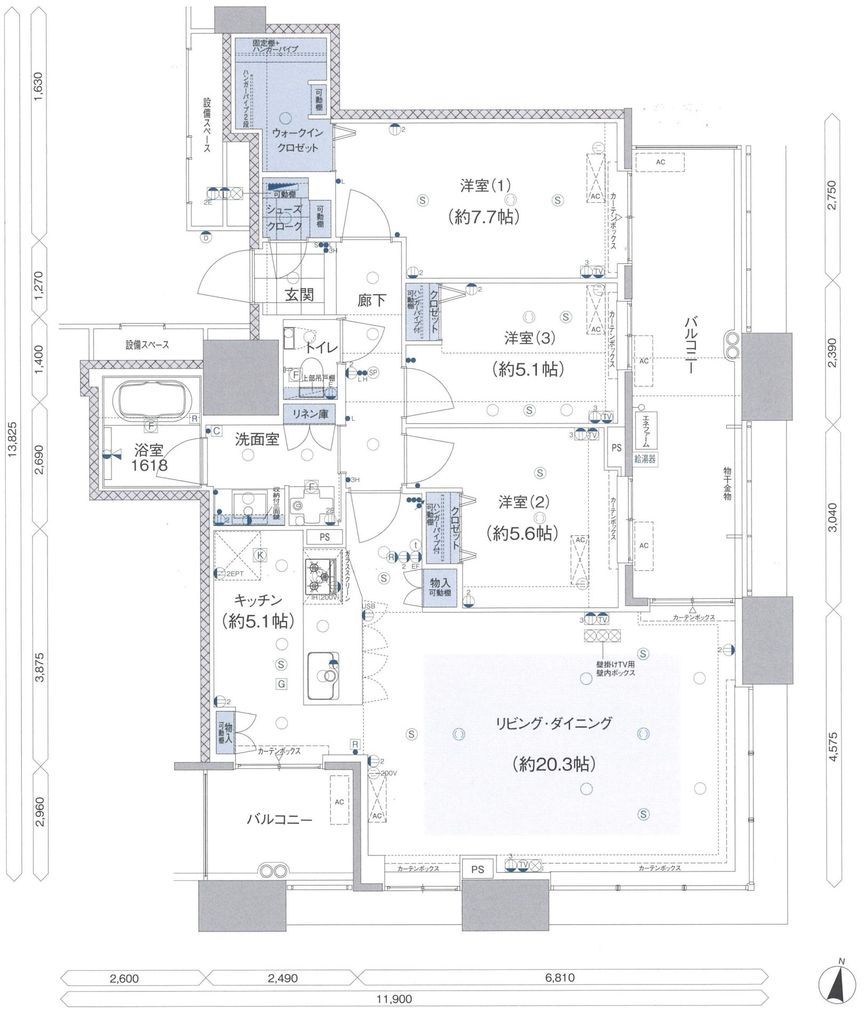 福岡市東区香椎照葉のマンションの間取り